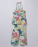 Taffykids 100% Cotton Sleeveless Floral Printed Peplum Top & Coordinating Pant Set - Multi Colour