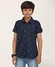 Zion Cotton Half Sleeves Boat Printed Shirt - Navy Blue