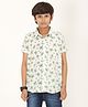 Zion Cotton Half Sleeves Palm Tree Printed Shirt - Off White