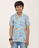 Zion Cotton Half Sleeves Baby Animals Printed Shirt - Aqua Blue