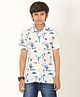Zion Cotton Half Sleeves Trees Printed Shirt - White