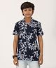 Zion Cotton Half Sleeves Floral Printed Shirt - Navy Blue