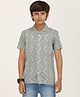 Zion Cotton Half Sleeves Floral Printed Shirt - Olive Green