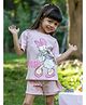 Nap Chief Cotton Daisy Duck Printed Half Sleeves Relaxed Fit T-Shirt With Shorts Set - Light Pink