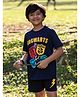 Nap Chief Cotton Harry Potter Hogwarts House Printed Half Sleeves Relaxed Fit T-Shirt With Shorts Set - Navy Blue