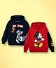 Nap Chief Pure Cotton Pack Of 2 Full Sleeves Mickey Mouse & Tom & Jerry Printed Oversized Hoodies - Navy Blue & Red