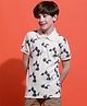 Lil Tomatoes Cotton Half Sleeves Leaves Printed Polo Tee - Cream