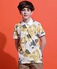 Lil Tomatoes Cotton Half Sleeves Abstract Printed Polo Tee - Mustard