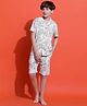 Lil Tomatoes Cotton Jersey Knit Half Sleeves Tropical Theme Printed Coordinating Shirt & Shorts Set - White
