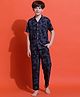 Lil Tomatoes Cotton Jersey Knit Half Sleeves Camouflage Printed Coordinating Shirt & Pajama Set - Navy Blue