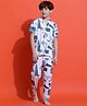 Lil Tomatoes Cotton Jersey Knit Half Sleeves Abstract Printed Night Suit Set - White