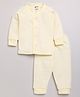 MOONKIDS Cotton Blend Full Sleeves Solid Thermal Shirt & Pant Set - Lemon