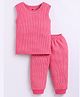 MOONKIDS Cotton Blend Sleeveless Striped Thermal Inner Wear Vest Set - Cranberry