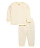 MOONKIDS Cotton Blend Full Sleeves Solid Thermal Inner Wear Set - Butter