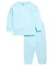 MOONKIDS Cotton Blend Full Sleeves Ribbed Thermal Inner Wear Set - Powder Blue