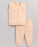 MOONKIDS Cotton Blend Sleeveless Solid Thermal Vest & Pant Set - Orange