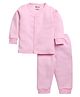 MOONKIDS Cotton Blend Full Sleeves Solid Thermal Inner Wear Set - Baby Pink
