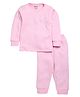 MOONKIDS Cotton Blend Full Sleeves Solid Thermal Tee & Pant Set - Baby Pink