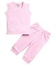 MOONKIDS Cotton Blend Sleeveless Solid Thermal Vest & Pant Set - Baby Pink