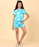 Ninos Dreams Cotton Knit Half Sleeves Polar Bears Printed Coordinating Tee & Shorts Set - Light Blue