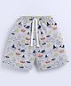 Little Ninja Cotton Boats & Fish Printed Shorts - Grey