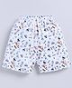 Little Ninja Cotton Skate Boards Printed Shorts - White