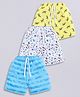 Little Ninja Cotton Pack Of 3 Bicycles Printed & Striped Shorts - Multi Colour