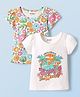 Honeyhap Premium 100%  Cotton Knit Half Sleeves Tops with Bio Finish & Flora Print Pack of 2 - Bright White