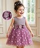 Mark & Mia Knit Sleeveless Party Dress With Floral Foil Print & Corsage - Plum