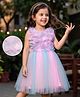 Mark & Mia Woven Sleeveless Party Frock With Floral Applique - Pink