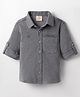 Rikidoos Full Sleeves Brand Name Embroidered Shirt - Grey