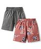 Rikidoos Cotton Pack Of 2 Striped & Floral Printed Boxers - Pink & Grey