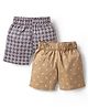 Rikidoos Cotton Pack Of 2 Floral & Anchor Printed Boxers - Navy Blue & Khaki