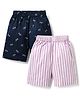 Rikidoos Pack Of 2 Striped & Leopard Printed Boxers - Navy Blue & Purple