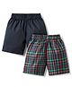 Rikidoos Pack Of 2 Checked & Striped Boxers - Navy Blue & Green
