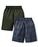Rikidoos Pack Of 2 Solid & Checked Boxers - Green & Blue