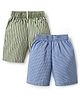 Rikidoos Pack Of 2 Checked & Striped Boxers - Green & Blue