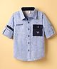 Rikidoos Full Sleeves Brand Name Embroidered Shirt - Light Blue