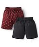 Rikidoos Cotton Pack Of 2 Reindeer Printed & Solid Boxers - Maroon & Navy Blue