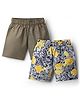 Rikidoos Cotton Pack Of 2 Floral Printed & Solid Boxers - Olive  & Multi Colour