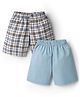 Rikidoos Cotton Pack Of 2 Checked & Solid Boxers - White & Sky Blue