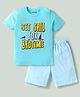Kookie Kids Cotton Interlock Half Sleeves Shorts Night Suit With Nautical Theme Print - Light Blue