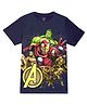 Wear Your Mind Cotton Blend Marvel Avengers Featuring Half Sleeves Characters Printed Tee - Navy Blue