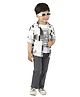 DOTSON Full Sleeves Abstract Printed Shirt & Trousers With Tee Set - Grey