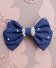 Knotty Ribbons Bow Designed Pearls Embellished Alligator Hair Clip - Blue