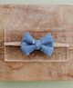 Knotty Ribbons Mild Distressed Bow Designed Denim Headband - Blue