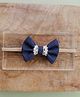 Knotty Ribbons Lace Embellished Bow Designed Denim Headband - Dark Blue