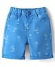 Babyhug Twill Mid Thigh Tropical Printed Shorts With Stretch - Light Blue
