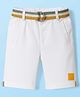 Babyhug Twill Mid Thigh Solid Colour Shorts With Stretch & Belt - White