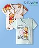 Babyoye Disney Interlock Knit Half Sleeves Front Open Jhabla with Winnie the Pooh Graphics Pack of 2 - White & Light Green